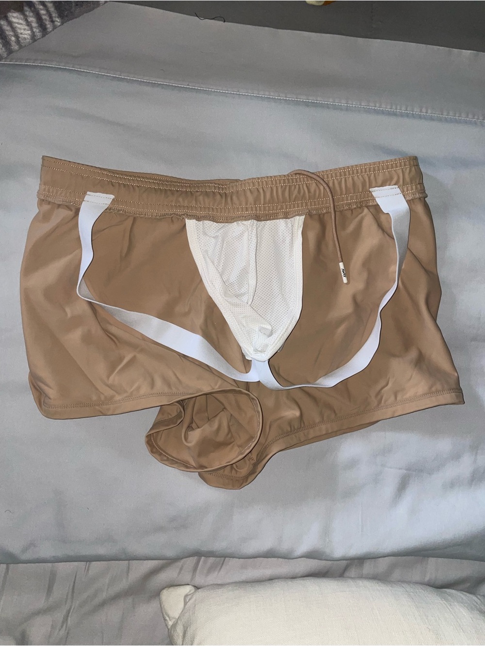 AWRY Women's Athletic Shorts in Tan with Drawstring Waist - Picture 3 of 3
